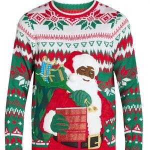 Festive Santa Crewneck Sweater - Green, Red, White